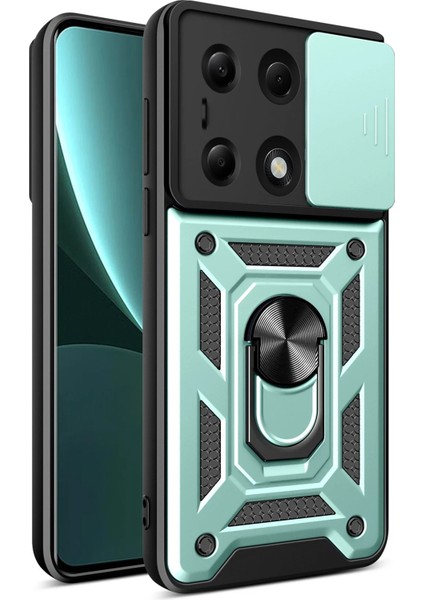 Xiaomi Poco M6 Pro 4g Kılıf Pars Lens Yüzüklü Silikon - Yeşil Drstr