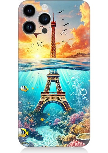 Apple iPhone 13 Pro Max Uyumlu Denizaltında Eyfel Hayali Desenli Silikon Kılıf