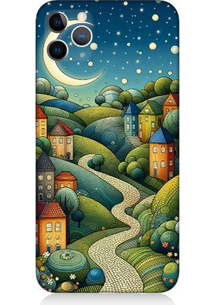 Apple iPhone 11 Pro Max Uyumlu Yıldızlı Tepede Masal Desenli Silikon Kılıf