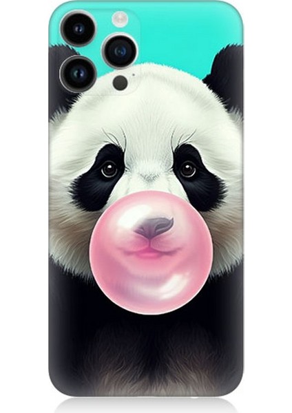 Apple iPhone 14 Pro Max Uyumlu Sakız Çiğneyen Tatlı Panda Desenli Silikon Kılıf