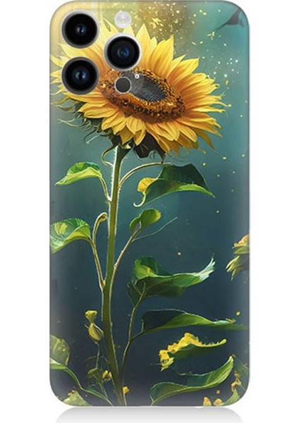 Apple iPhone 14 Pro Max Uyumlu Tek Başına Ayçiçeği Desenli Silikon Kılıf