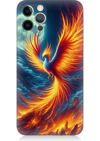 Apple iPhone 12 Pro Uyumlu Ateşle Dans Eden Anka Desenli Silikon Kılıf
