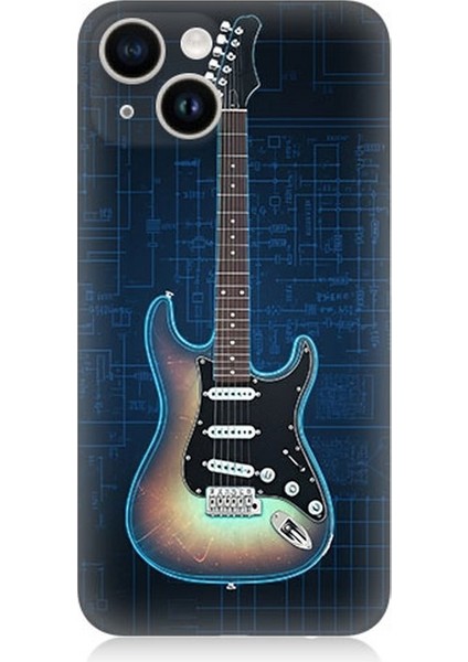 Apple iPhone 13 Uyumlu Devre Temasında Elektrikli Gitar Desenli Silikon Kılıf