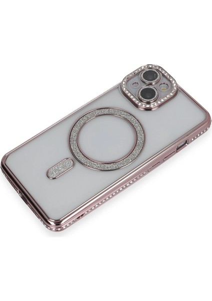 Iphone 14 Kılıf Joke Simli Magneticsafe Kılıf - Pembe Drstr modelleri