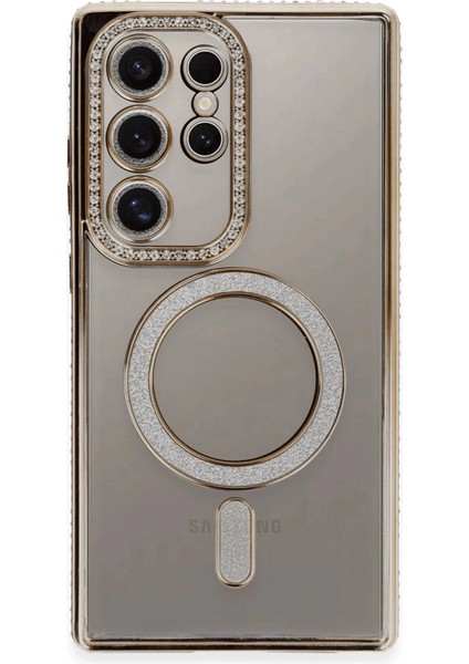 Samsung Galaxy S24 Ultra Kılıf Joke Simli Magneticsafe Kılıf - Gold Drstr fiyatları
