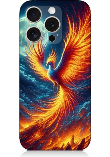 Apple iPhone 16 Pro Max Uyumlu Ateşle Dans Eden Anka Desenli Silikon Kılıf