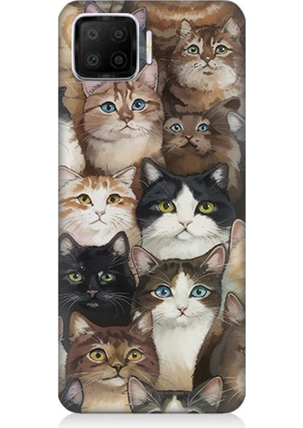 Oppo A73 Uyumlu Kedi Kalabalığında Kaos Desenli Silikon Kılıf