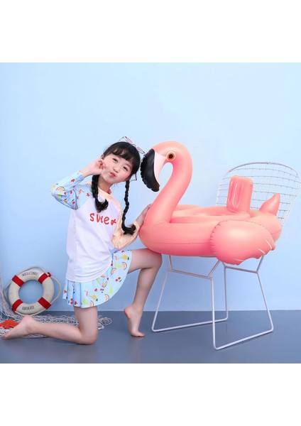 Ayak Geçmeli Bot Tutunmalı Büyük Boy Şişme Flamingo Simit Deniz Plaj Havuz Oyuncağı 80 Cm.