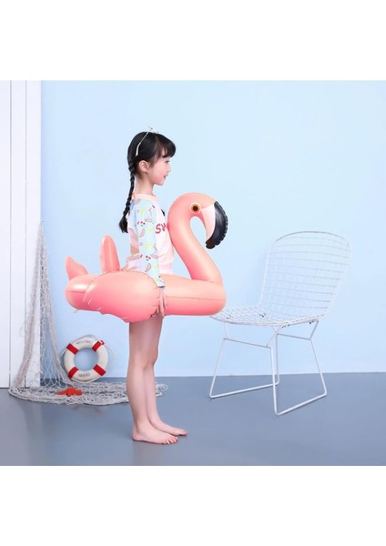 Ayak Geçmeli Bot Tutunmalı Büyük Boy Şişme Flamingo Simit Deniz Plaj Havuz Oyuncağı 80 Cm.