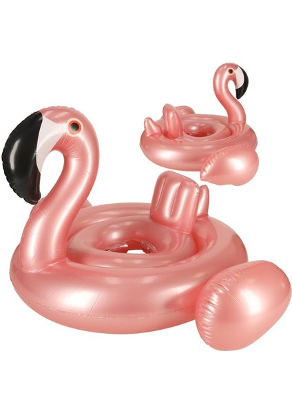 Ayak Geçmeli Bot Tutunmalı Büyük Boy Şişme Flamingo Simit Deniz Plaj Havuz Oyuncağı 80 Cm.