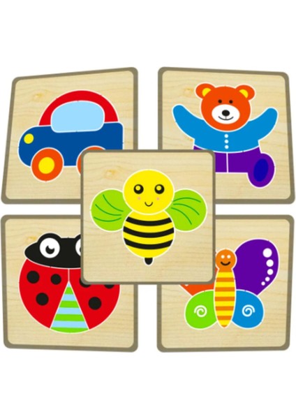 Ahşap Eğitici Puzzle 3D Yapboz Seti 5 Adet 5 Parçalı