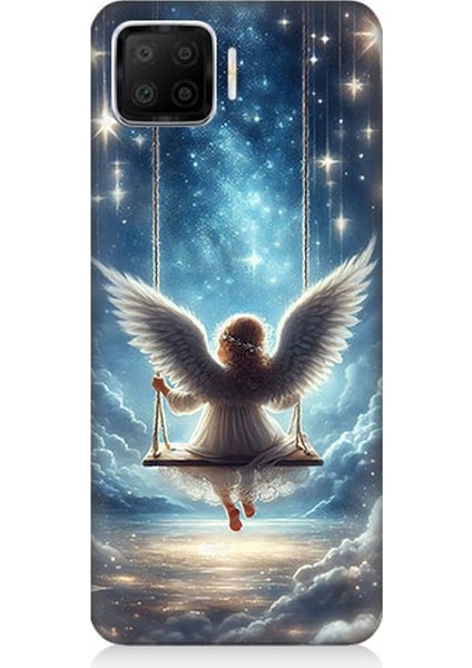 Oppo A73 Uyumlu Yıldızlarla Salıncakta Melek Desenli Silikon Kılıf