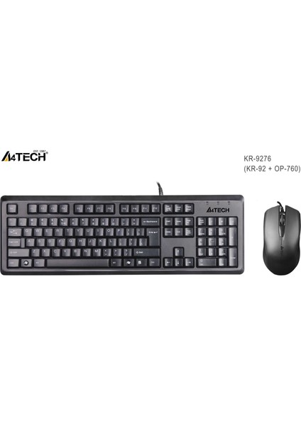 A4 Tech KR-9276 Q USB Standart Klavye+Optik Mouse