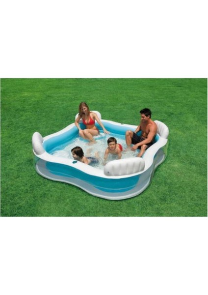 Renkli Aile Havuzu 229x229x66 cm, geniş ve eğlenceli yüzeyli kullanım için ideal