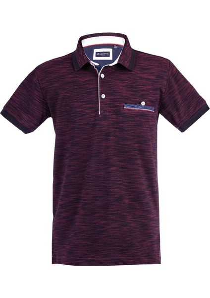 Polokoton Marka Polo Yaka T-Shirt – Siyah Bordo Renk, Cepli, İki Renkli Özel Pike Kumaş, Erkek Yazlık Model, %100 Pamuk