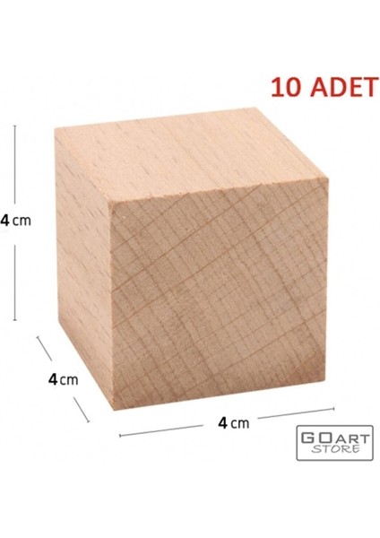 Store Ahşap Küp Bloklar 4 cm - 10 Adet - Doğal Ahşap Küp