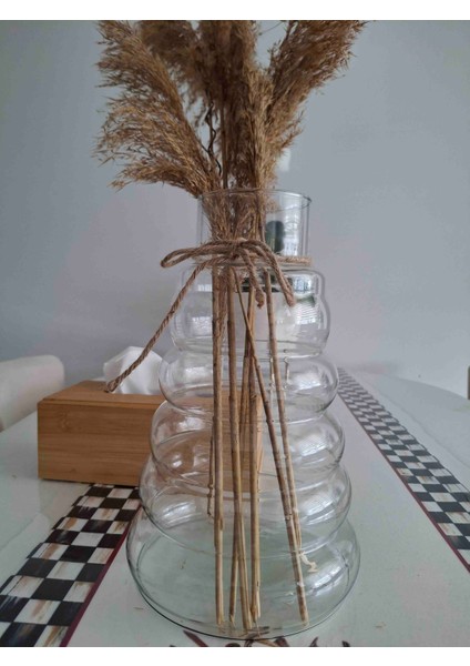 Cam Vazo Bombeli Modern Şık Tarz Üfleme Cam 1 Adet 27 cm fiyatları