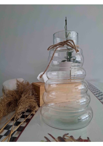 Cam Vazo Bombeli Modern Şık Tarz Üfleme Cam 1 Adet 27 cm modelleri