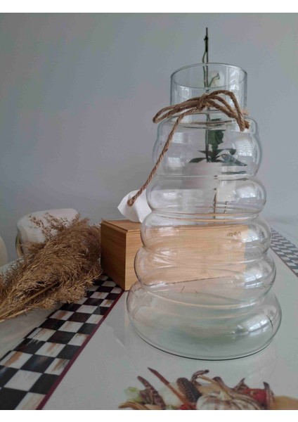 Cam Vazo Bombeli Modern Şık Tarz Üfleme Cam 1 Adet 27 cm fırsatları