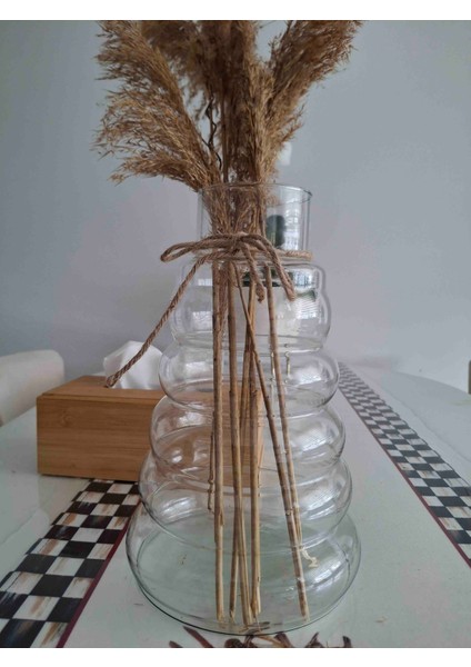 Cam Vazo Bombeli Modern Şık Tarz Üfleme Cam 1 Adet 27 cm indirimleri