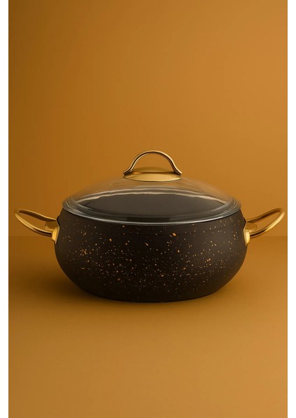 Granit Tencere 24 cm – 4.5 Litre, Gold Kulplu, Yanmaz Yapışmaz, Cam Kapaklı fiyatları