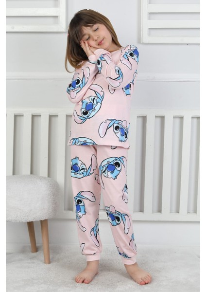 %100 Pamuk Süprem Penye Kumaş Uzun Kollu Bisiklet Yaka Kız Çocuk Pijama Takımı 3-8 Yaş fiyatları