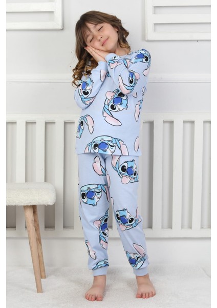 %100 Pamuk Süprem Penye Kumaş Uzun Kollu Bisiklet Yaka Kız Çocuk Pijama Takımı 3-8 Yaş modelleri