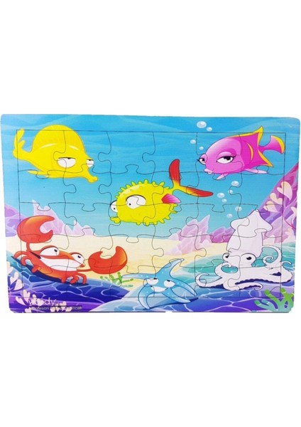 Renkli Balıklar 35 Parça Puzzle, Eğitici ve Eğlenceli Çocuk Oyuncağı