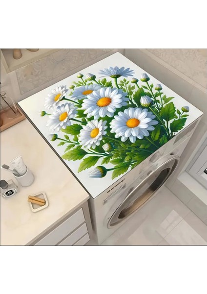 55 cm x 45 cm Beyaz Papatya Tasarımı Tezgah Üstü Bulaşık Kurutma Matı Bulaşıklık Kurutma Örtüsü modelleri