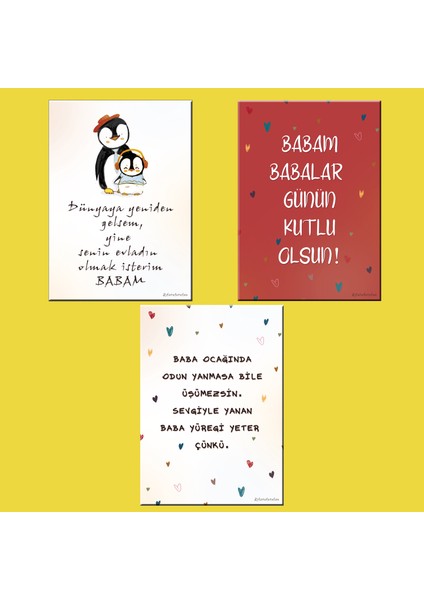 Babalar Gününe Özel 3 'lü Kutlama Kartı