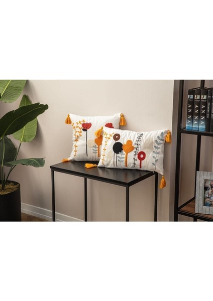 Keten Kırlent Çift Takım, Bej, Krem, Hardal, Kırmızı, Siyah Renk Seçenekleri