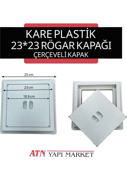 23X23 Kare Plastik Rögar Kapağı Çerçeveli – Yer Süzgeci Temizlik Kapağı | Atn Yapı Market