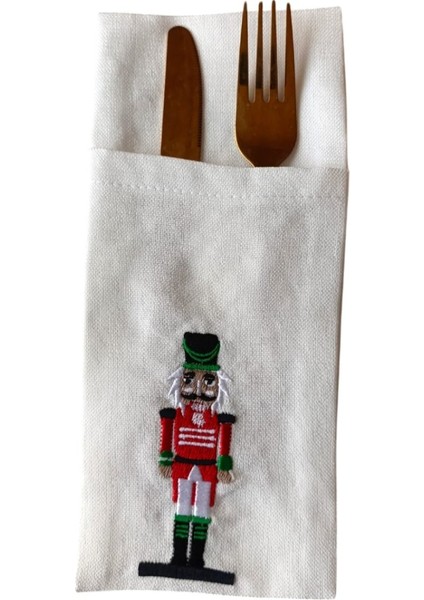 4'lü Nakışlı Çatal Bıçak Kılıfı Kurşun Asker, Fındıkkıran, Nutcracker modelleri