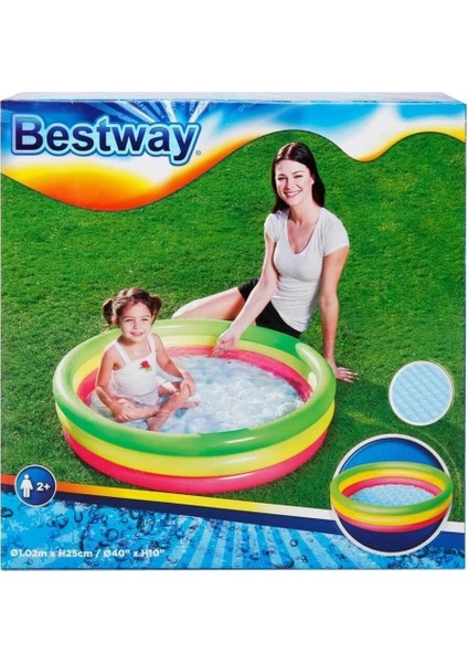 3 Bölmeli Çocuk Havuzu, Renkli, Eğlenceli ve Kullanışlı, 102x25 cm, 0-1 Yaş