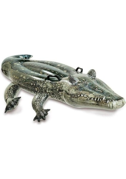 Gerçekçi Timsah Binici Eğlence Oyunu 170x86 cm, Kaliteli ve Garantili Renk: Beyaz