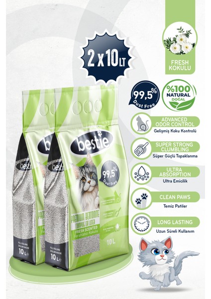 Fresh Kokulu Topaklanan Kedi Kumu 10 Lt x 2 Adet