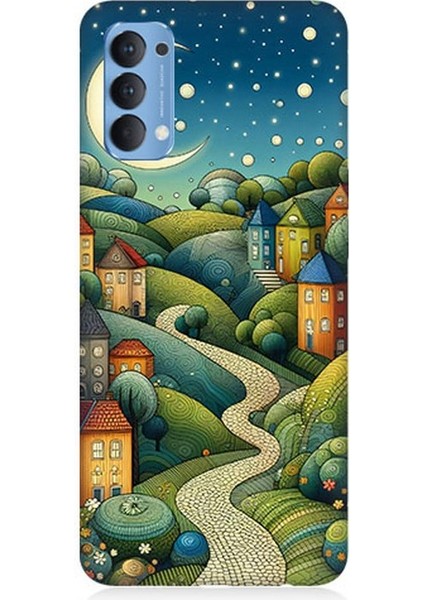 Oppo Reno 4 Uyumlu Yıldızlı Tepede Masal Desenli Silikon Kılıf