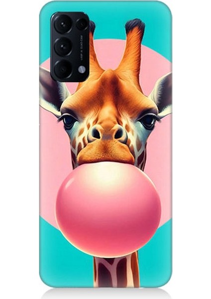Oppo Reno 5 Pro Uyumlu Balon Sakızlı Zürafa Desenli Silikon Kılıf