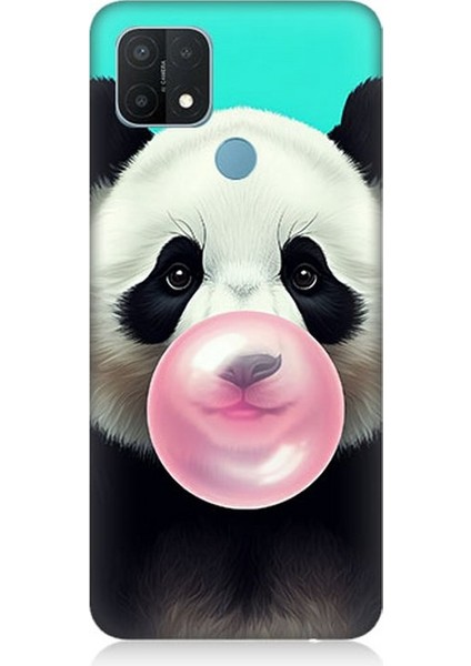 Oppo A15 Uyumlu Sakız Çiğneyen Tatlı Panda Desenli Silikon Kılıf
