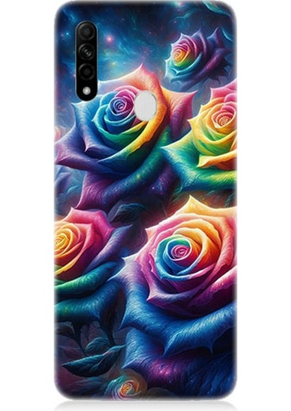 Oppo A31 Uyumlu Gökkuşağı Güllerin Patlaması Desenli Silikon Kılıf