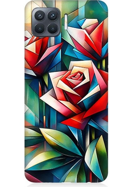 Oppo Reno 4 Lite Uyumlu Soyut Origami Gül Deseni Desenli Silikon Kılıf