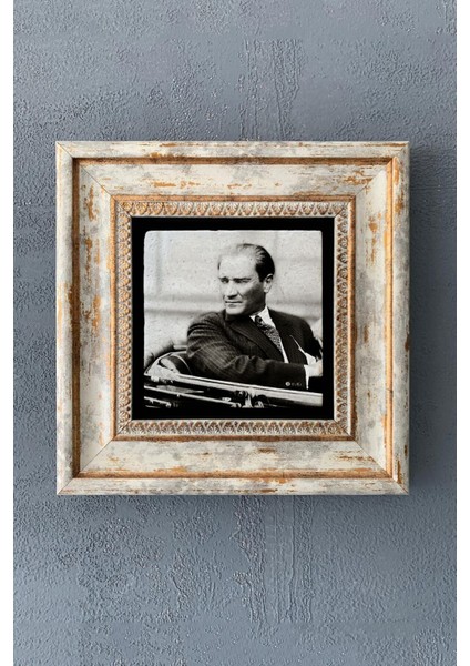 20x20cm Taşlı Atatürk Temalı Ahşap Duvar Dekoru Siyah Renk fiyatları