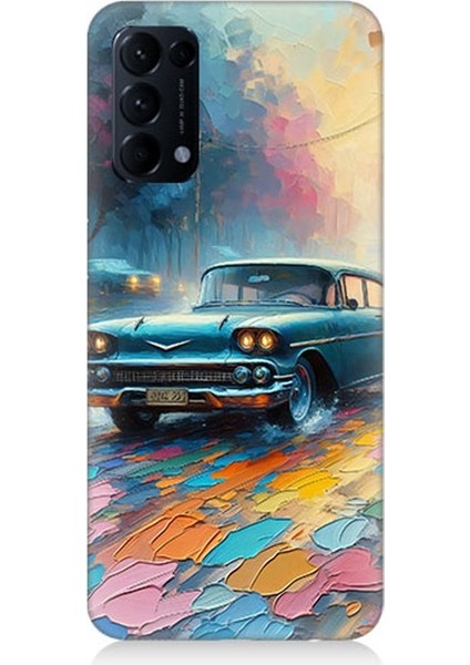 Oppo Reno 5 Pro Uyumlu Renkli Yol Üzerinde Araba Desenli Silikon Kılıf