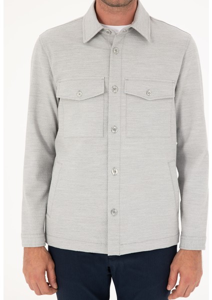 Erkek Gri Slim Fit Ceket Gömlek 50288987-VR024