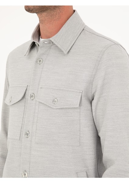 Erkek Gri Slim Fit Ceket Gömlek 50288987-VR024
