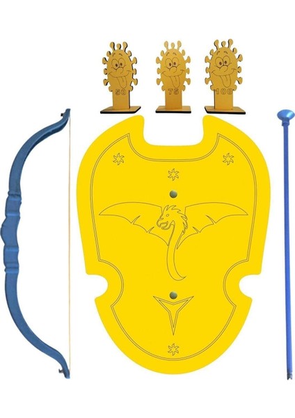 Kırmızı Plastik Ok Yay ve Ahşap Hedef Takımı, 3 Parça, 4+ Yaş