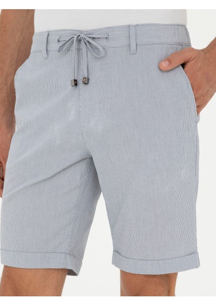 Erkek Açık Mavi Regular Fit Beli Bağcıklı Şort 50289150-VR003