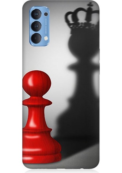 Oppo Reno 4 Uyumlu Piyonun Taçlı Hayali Desenli Silikon Kılıf
