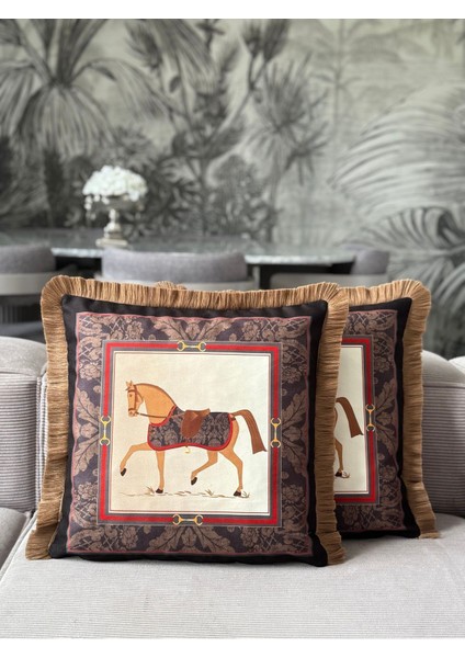 Çift Taraflı Dekoratif Kırlent Kılıfı 43x43 Siyah, Şık ve Şık Tasarım