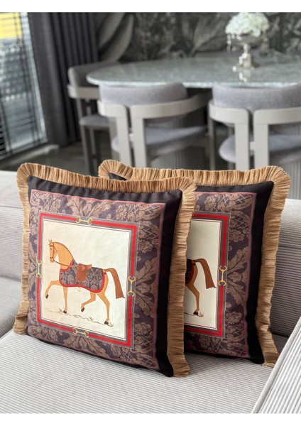 Çift Taraflı Dekoratif Kırlent Kılıfı 43x43 Siyah, Şık ve Şık Tasarım